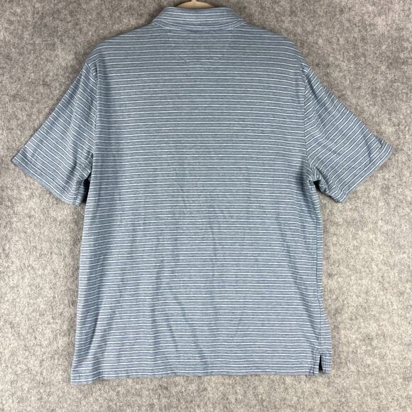 Faherty Movement Polo Shirt Mens Large Blue Striped Pima Cotton Modal Stretch - Picture 9 of 13